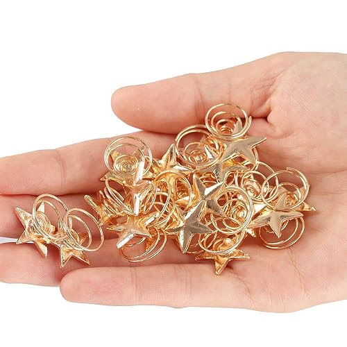 Miniatura 10 de Vpang 20 horquillas espirales para el cabello, espirales, bobinas para el cabello, pinzas para el cabello para boda, estrella nupcial, perla, metal,