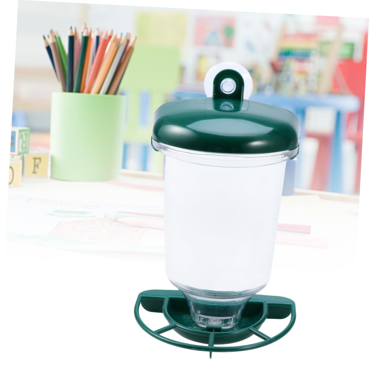 Mangiatoia per Uccelli in Plastica Verde con Ventose, 2 Pezzi