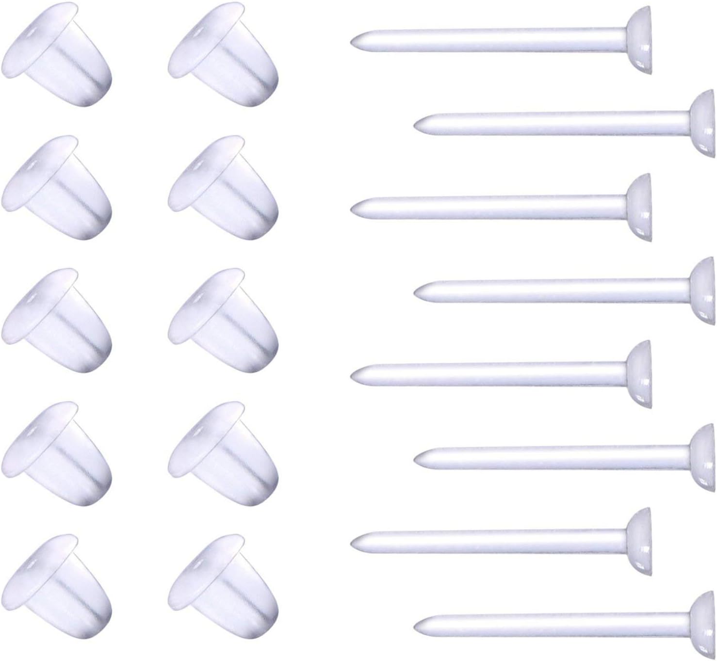 Kim Carrey 100 Pairs Plastic Earring Posts and Silicone Rubber Backs Soft Clear Ear Clutch for Fish Hook Studs Hoops Earring