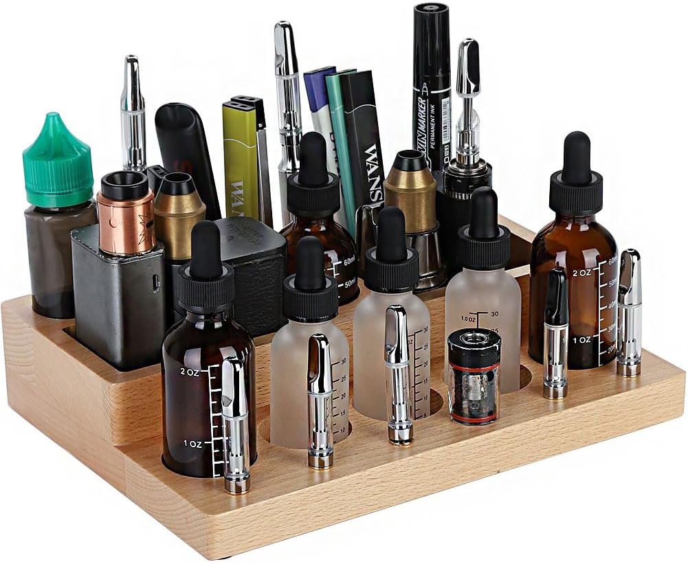 HUIZHU W-ooden Desk Vape Stand Organizer Desk Holder (245MM * 180MM * 50MM)