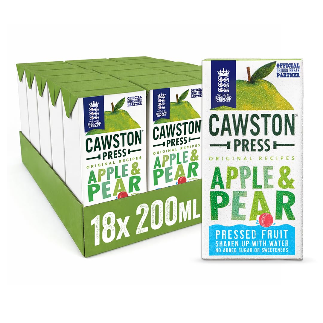 Cawston Press Fruit Water Kids Drink | Pressed Apple & Pear Flavoured Water | 200ml x 18 Pack Pear & Apple Juice Cartons | School Approved – No Added Sugar – Vegan | Ideal for Kids Lunchbox
