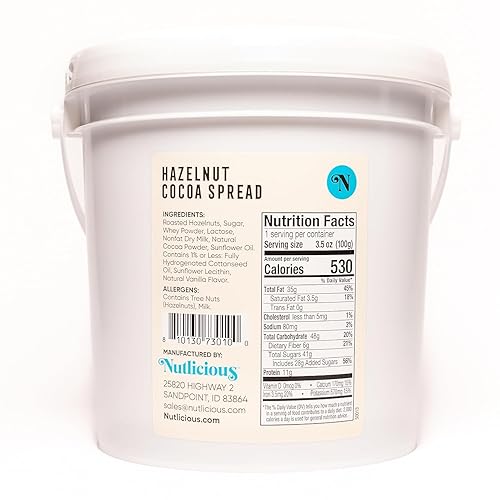 Miniatura 2 de Crema de cacao oscuro de avellana para servicio de alimentos (9 libras), nuez y avellanas tostadas de cacao rico untable, fabricado en los Estados