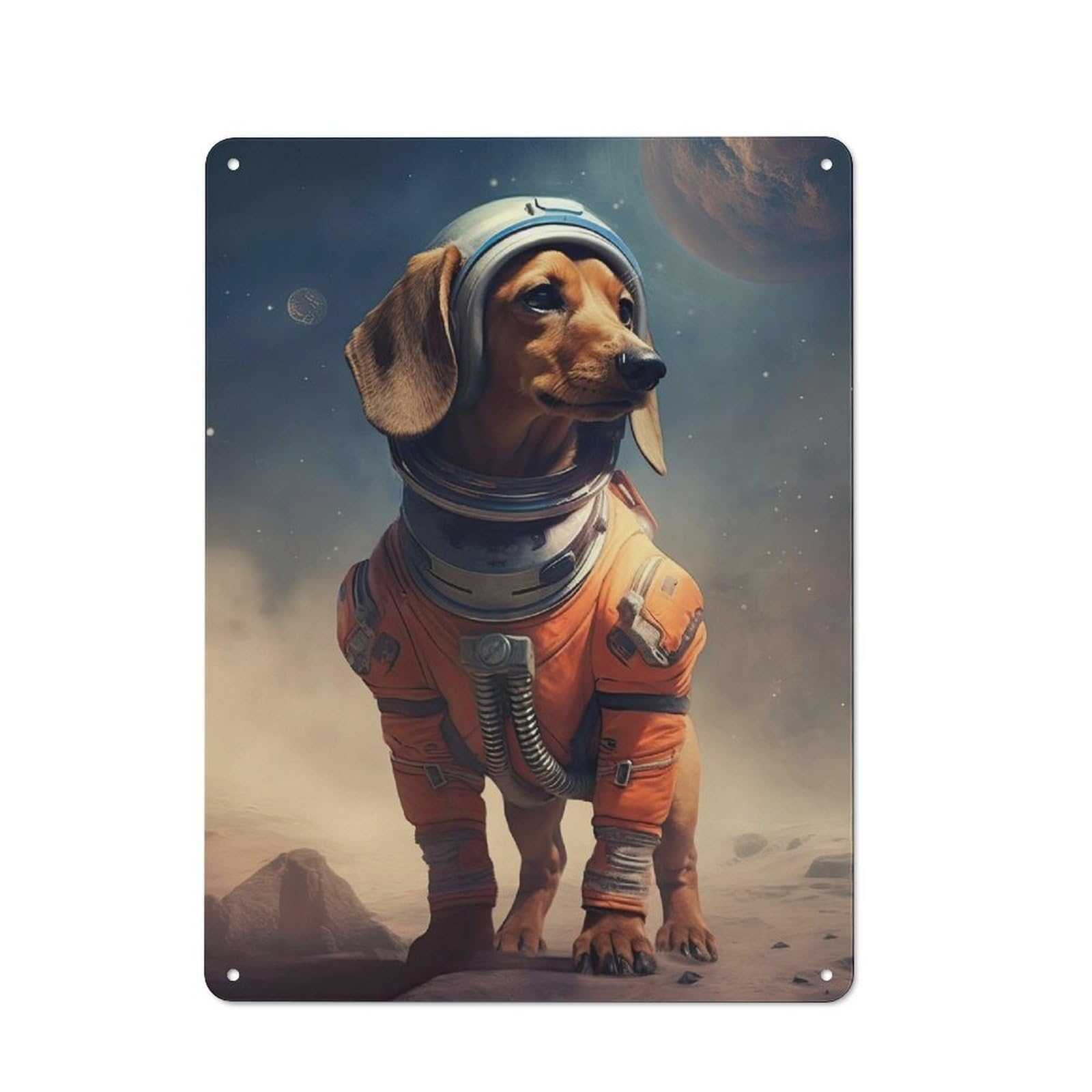 Junmoney Dachshund Mars Rustic Tin Wall Plaque 40X30cm For Studio Or Craft Room, For Garage, Workshop And Man Cave Decoration