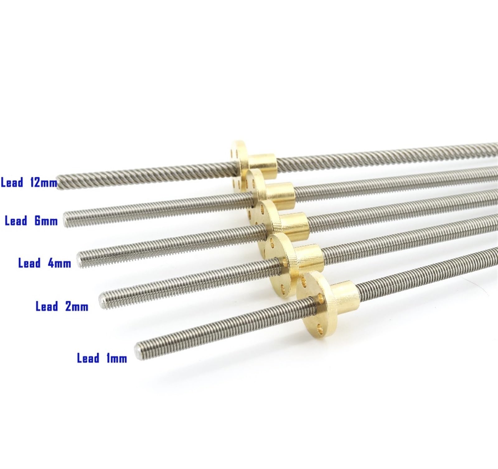 Metal Ball Screw nut Stainless Steel T6 Screw Length 400mm Lead 1mm 2mm 4mm 6mm 12mm Trapezoidal Spindle 1pcs with Brass Nut(Lead 12mm)