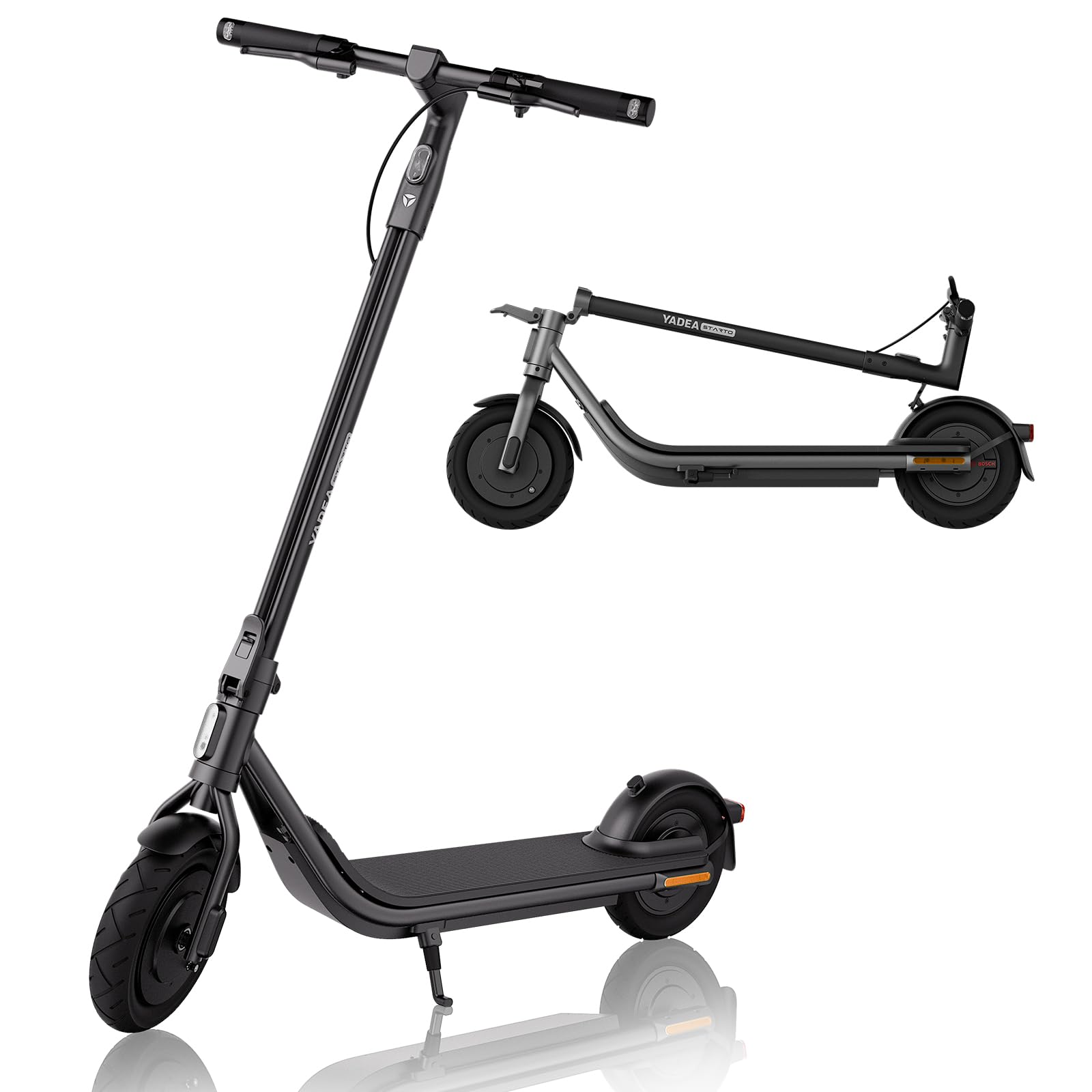 Yadea Starto Monopattino Elettrico per Adulti, Autonomia 30-40 km, Motore 350W, Connettività Bluetooth, Freni a Doppia Ruota, Portata Massima fino a 130 kg, Monopattino Pieghile Portatile
