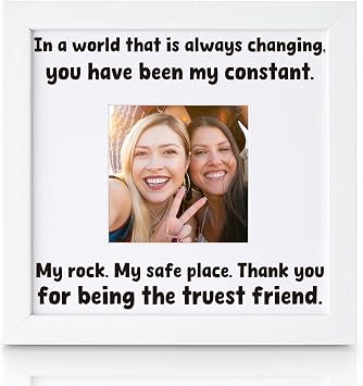 THYGIFTREE Sentimental Best Friend Gift for Women Thank You Friendship Keepsake Picture Frame BFF Birthday Christmas Presents for Her My Rock Supportive Friend Gift