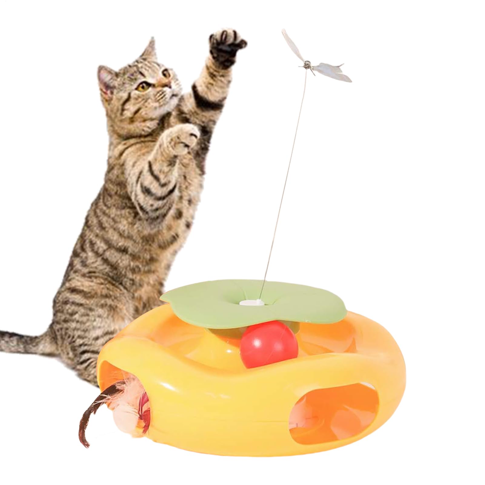 Teaser automático para Gatos | Teaser eléctrico para Gatos de Interior, Accesorios de Ejercicio, Suministros de Entretenimiento Coloridos para Mascotas, para Sala de Estar, Parque, balcón, Patio