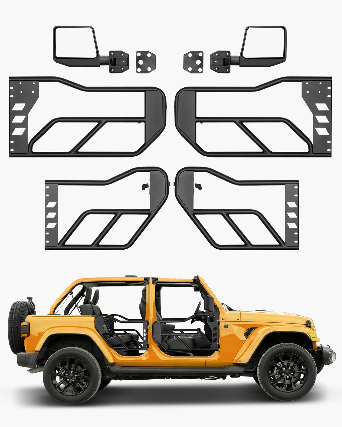 VEVOR Jeep Tube Doors, 4-Door, Adventure Style Jeep Tubular Door with DOT Certified Rear View Mirrors, Jeep Doors with Rear Mirrors for 2018-2026 Jeep Wrangler JL & 2020-2026 Jeep Gladiator JT