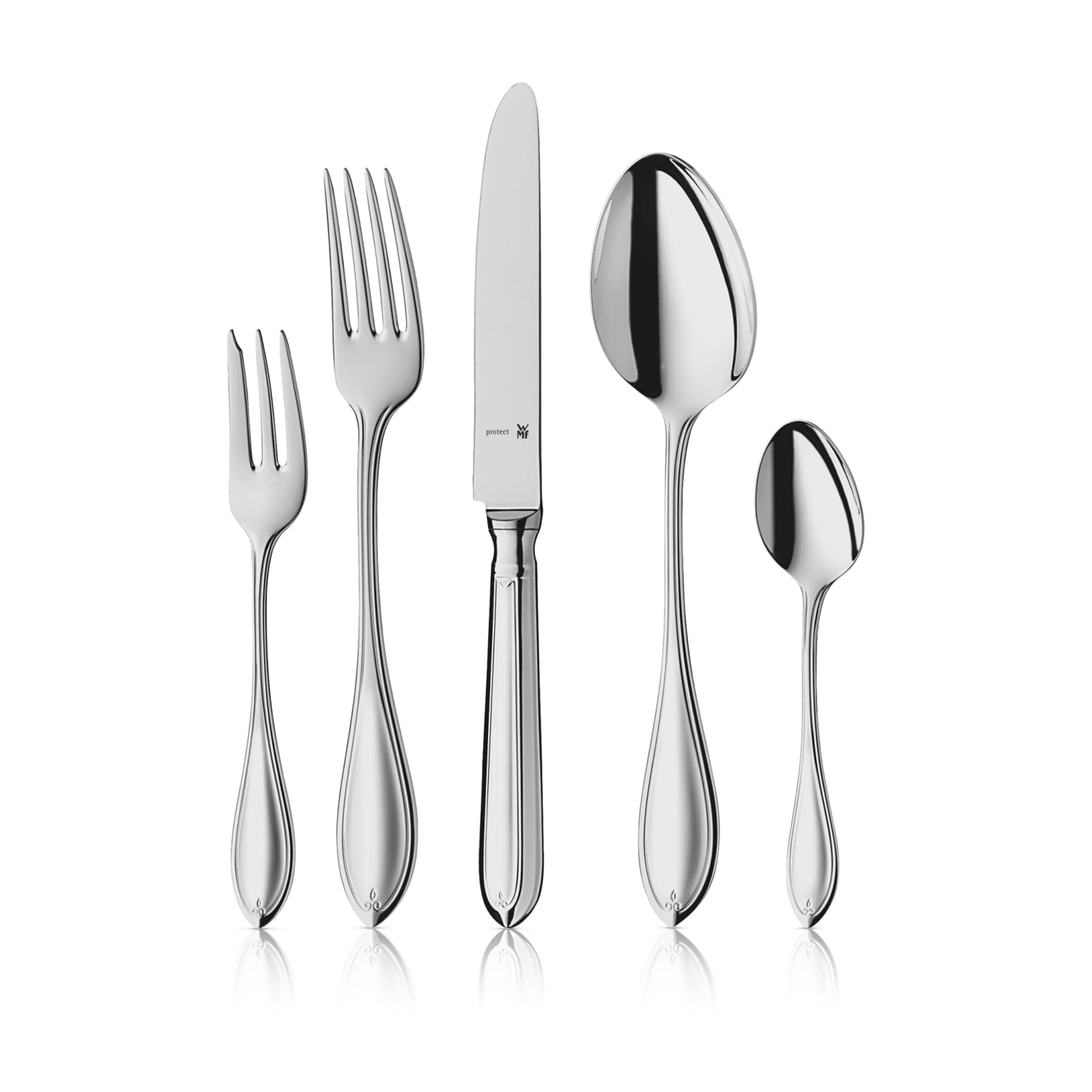 WMF Premiere Edelstahl Besteck Set 6 Personen, Essbesteck Set 30 teilig, Hohlheftmesser, Cromargan protect poliert, kratzbeständig, spülmaschinenfest