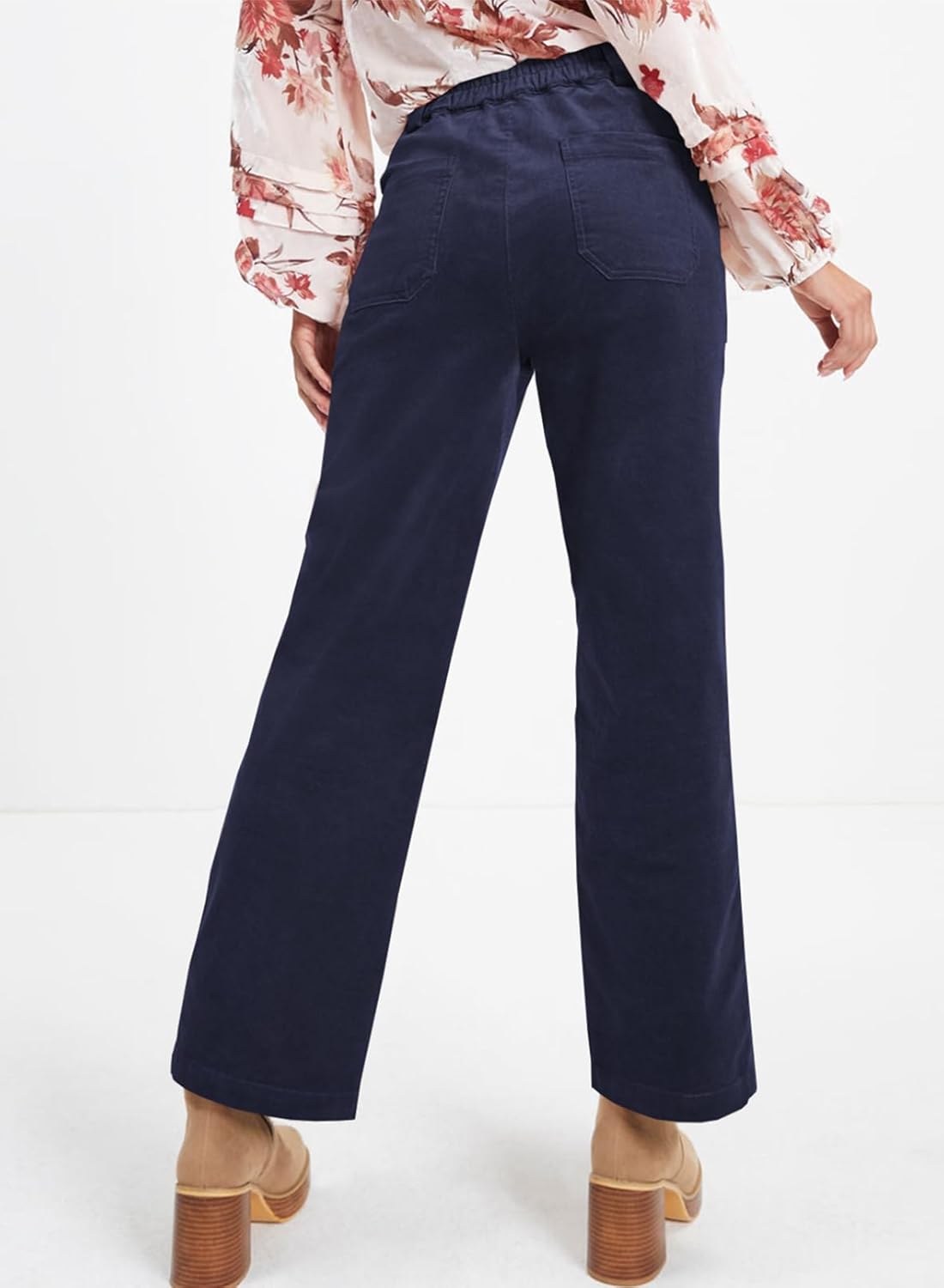 Acelitt Womens Casual Winter Straight Leg Elastic Waist Corduroy Pants with Pockets, S-XXL - Image 2