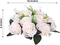 Vista 2 de Tableclothsfactory Paquete de 2 ramos de flores artificiales color crema para centros de mesa, 10 pulgadas, 15 cabezas de seda rosa de besos
