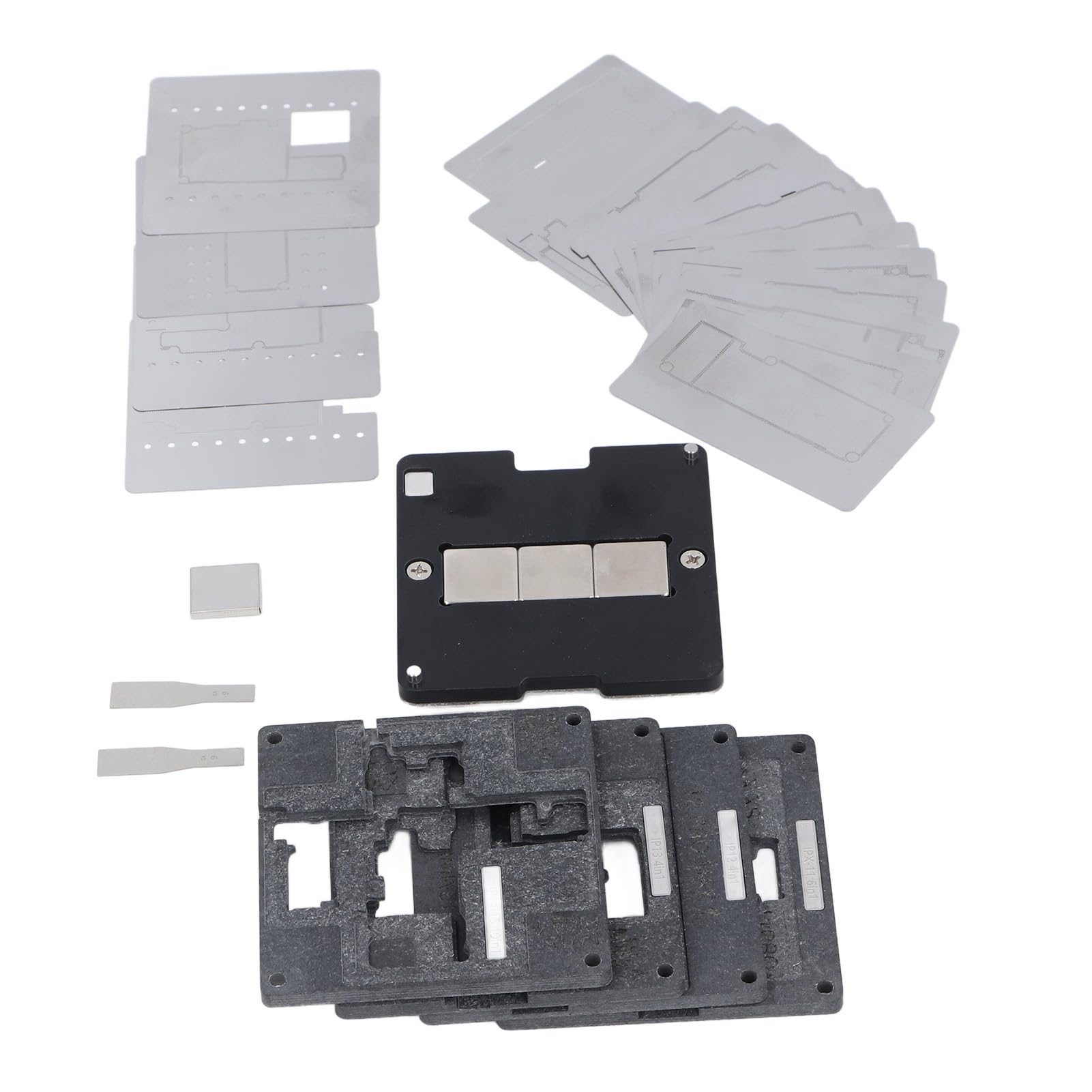 Piattaforma Reballing del Telaio Centrale della Scheda Madre, Strumento di Riparazione del Telefono Cellulare 24 in 1 con Forte Assorbimento Magnetico, Deflettore della Scheda