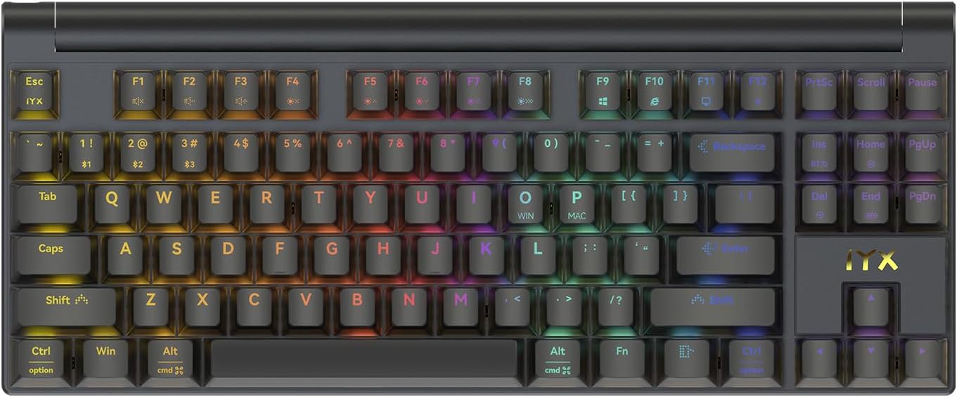 IROK MT87 Tri-Mode Aluminum CNC Frame Mechanical Keyboard 80% TKL Hot Swapped RGB Programmable Wireless Gaming Keyboard with Yellow Switch for Win/Mac Gamer-Black