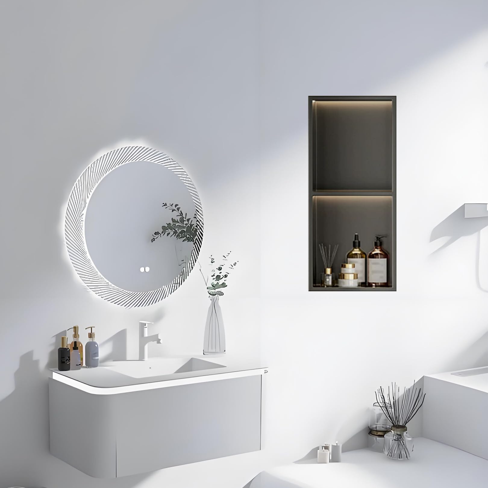 Douche noire mate en acier inoxydable 304 étanche Sto Solut avec étagère encastrée encastrable