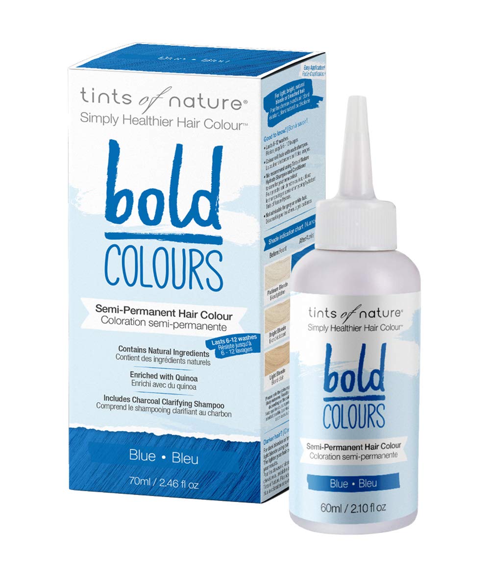 Tints of NatureBold Blue, Vegan Semi Permanent Natural Hair Dye, Ammonia, PPD, Parabens, Silicone and Sulfates Free, Single
