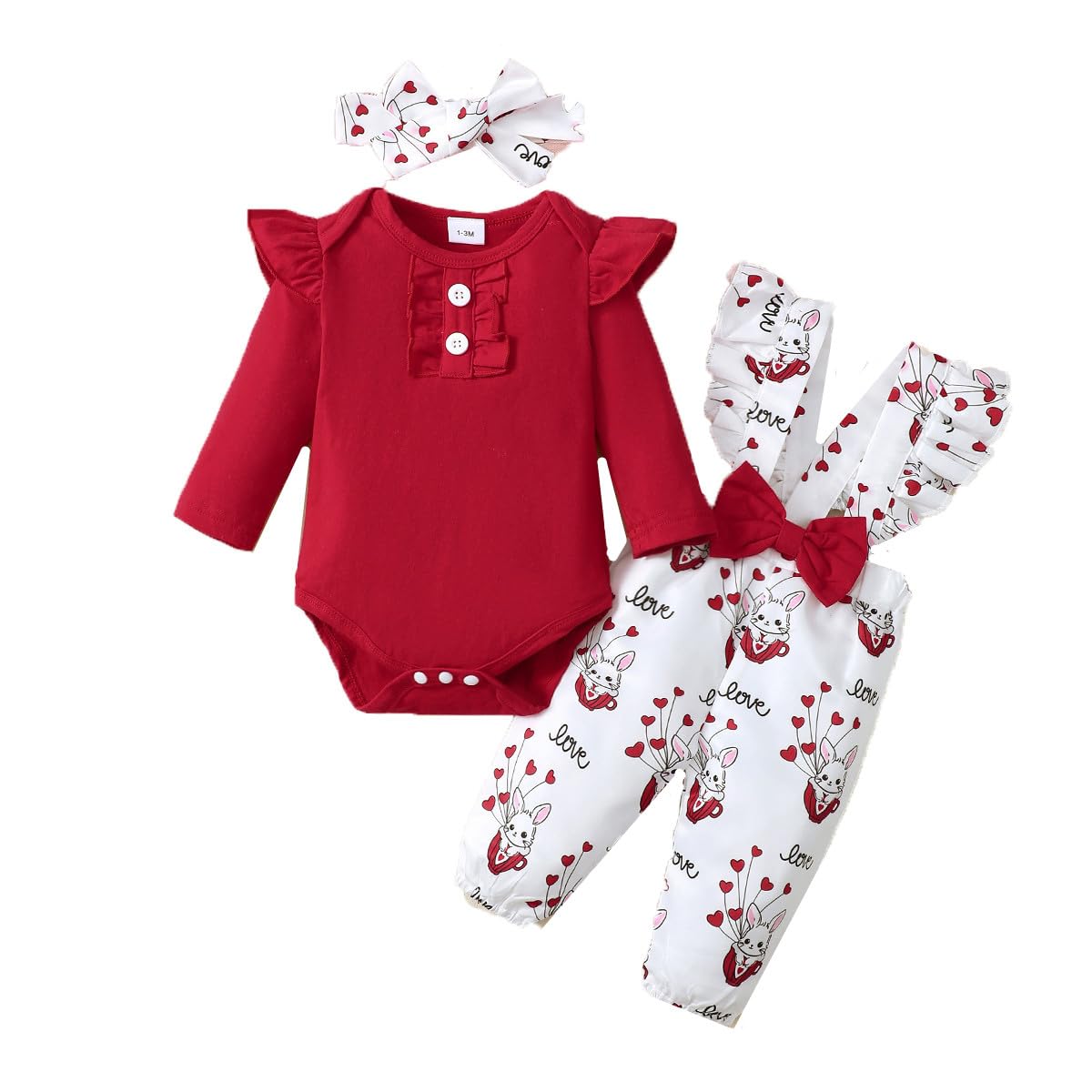 Neugeborenes Baby Mädchen Kleidung Langarm Rüschen Strampler Kaninchen Blumendruck Hose süße Stirnband