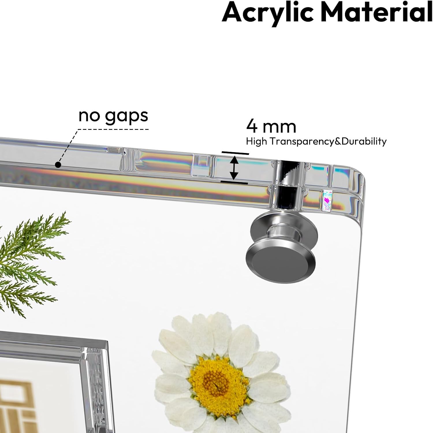 NIUBEE Diploma Frame with Dried Flowers – 8.5x11 Acrylic Display Frame with Document Anti-Slip Slot & Wall Damage-Free Hanging, for Graduation/Home/Office, 1-Pack