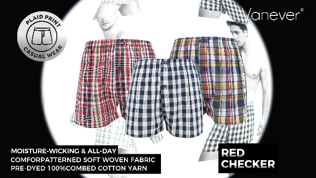 Vanever 3PK Men's Woven Boxers, 100% Cotton Boxer Shorts for Men