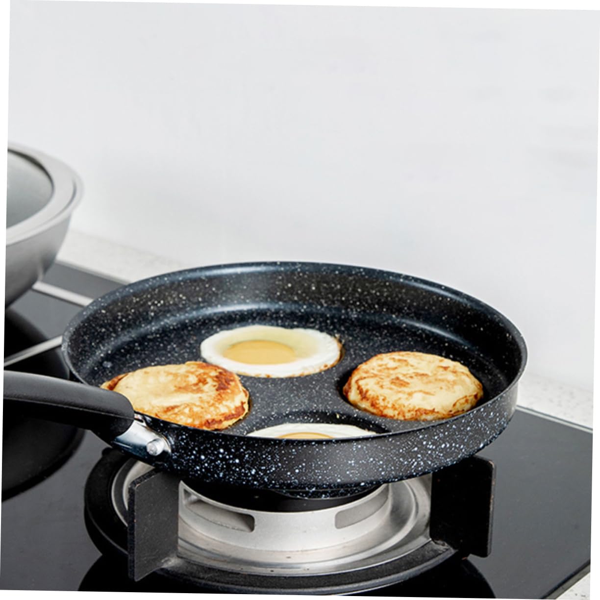 Didiseaon 2 Pezzi Padella Antiaderente per Uova e Frittata Rivestito Pietra Lavica Manico Termoisolante Fondo Induzione Uniforme Multiuso per Cucina Familiare