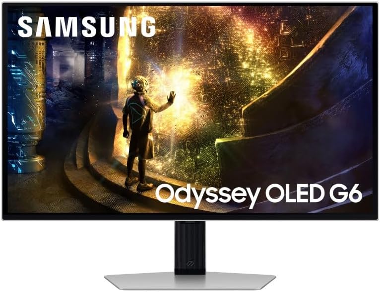 Samsung Monitor Gaming Odyssey OLED G6 (S27DG612SU), Flat, 27'', 2560x1440 (QHD), 16:9, HDR10+, QD-OLED Glare Free, 240Hz, 0,03ms (GtG), Compatibiltà G-Sync, HDMI, USB, DP, HAS, Pivot