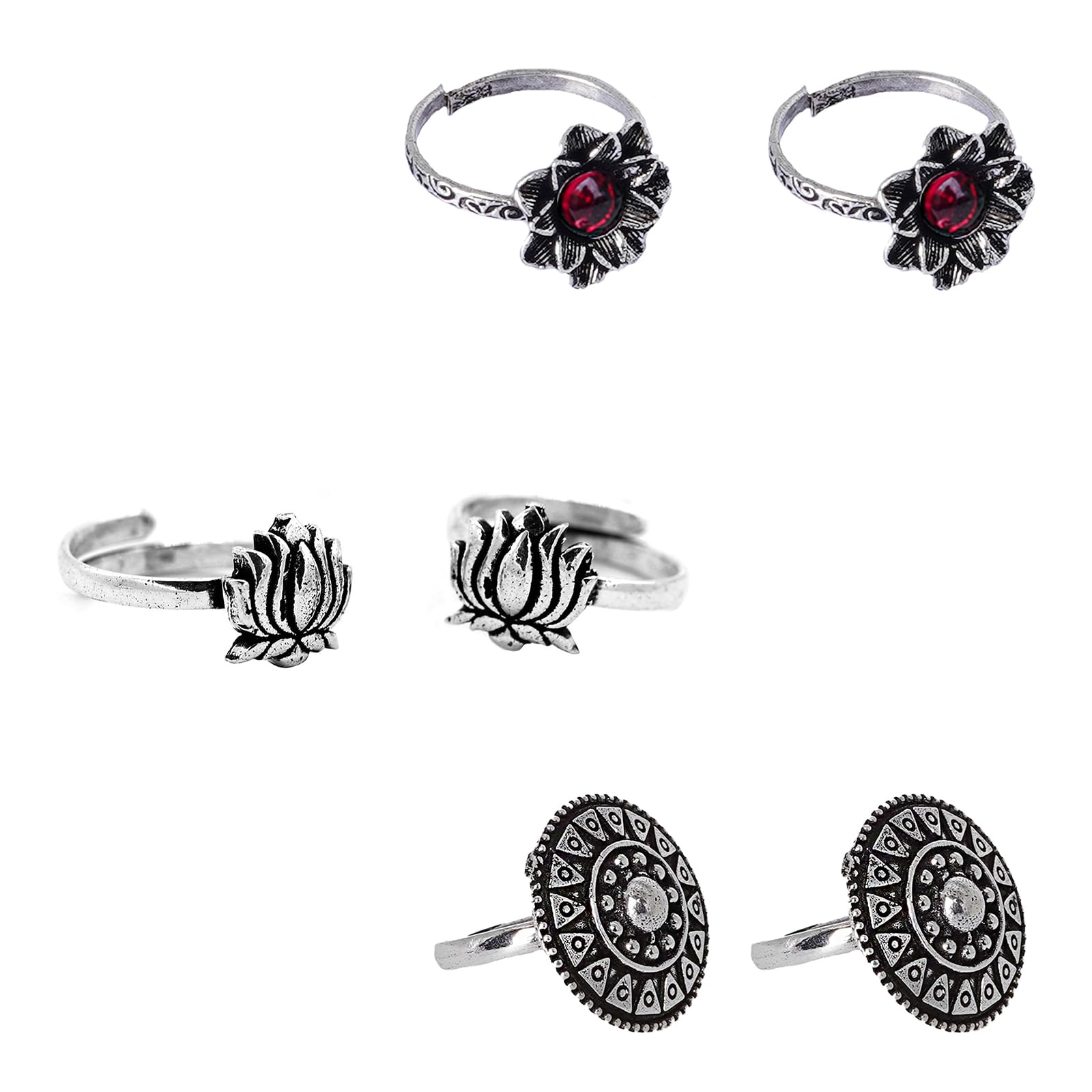 Komala Set of 3 Silver Toe Rings-image-32