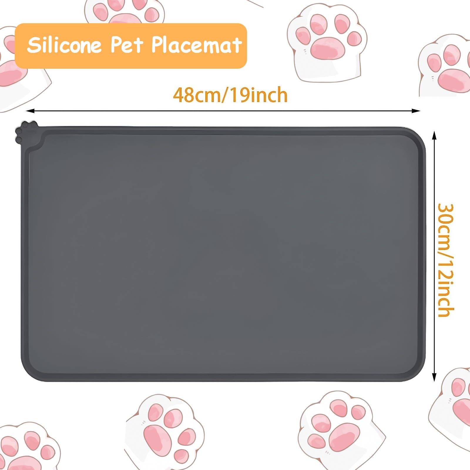 Tappetino Sottociotola In Silicone Per Cani E Gatti - Impermeabile E Antiscivolo, 48x30 Cm - Foto 8