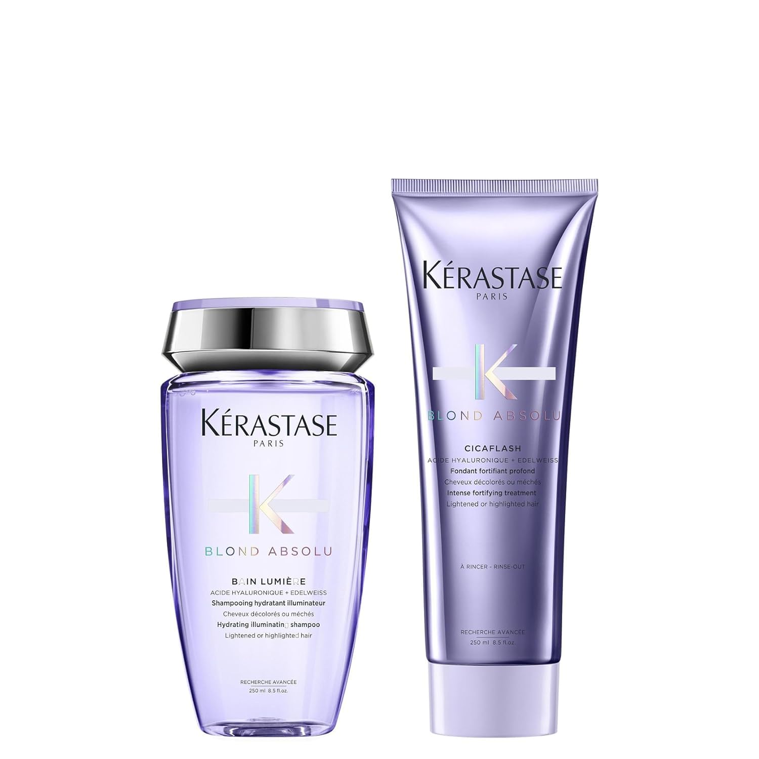 Kérastase Blond Absolu, Rutina para todo tipo de cabello rubio, Champú hidratante y Acondicionador restaurador, Para cabello rubio o con mechas