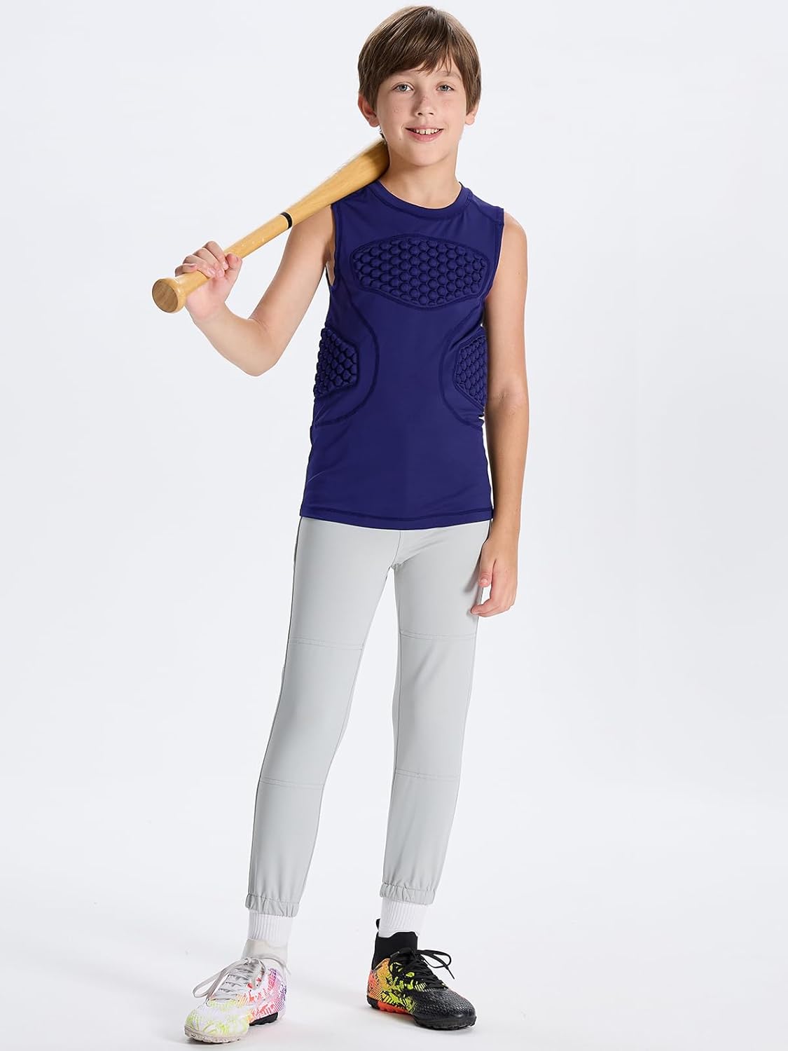 DEVOROPA Youth Boys Football Baseball Padded Compression Shirt Chest Protector Softball Lacrosse Rib Heart Sternum Guard - Image 4