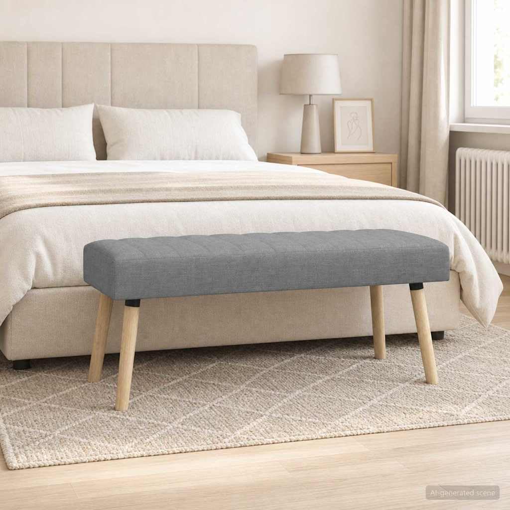 Banco con tapizado en Canal Gris Claro 110 x 40 x 46 cm Tela, Bancos, 12.4 kg-42038487