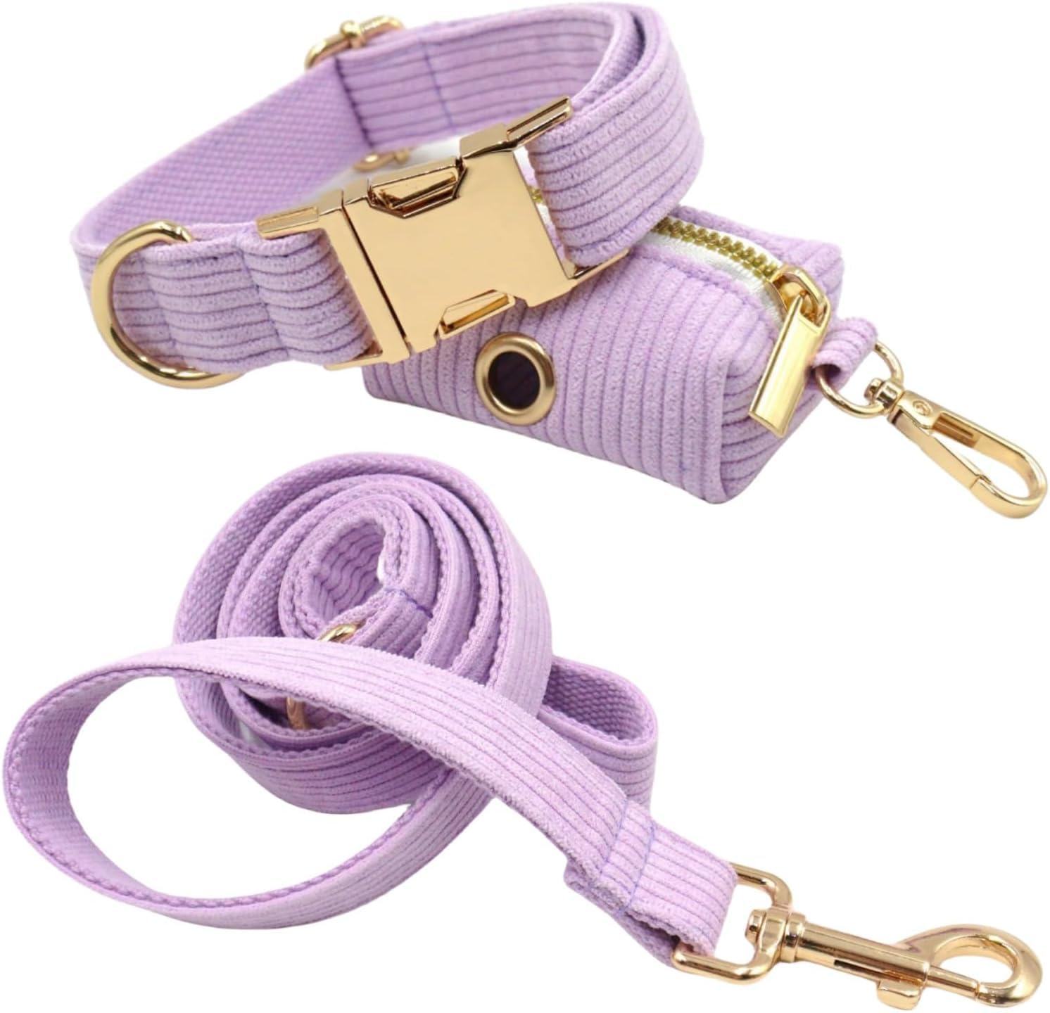 Collier pour chien violet taille M avec laisse et distributeur de sacs assorti