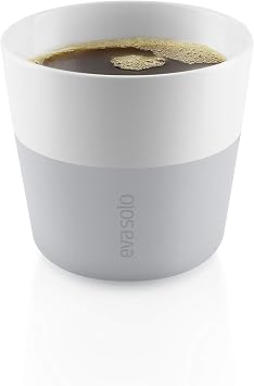 Eva Solo | 2 Lungo Tumbler Mugs | 8 oz Porcelain Coffee Cup Tumblers with Silicone-coated Grip for a secure grip | Dishwasher Safe | Danish Design, Functionality & Quality | Marble grey