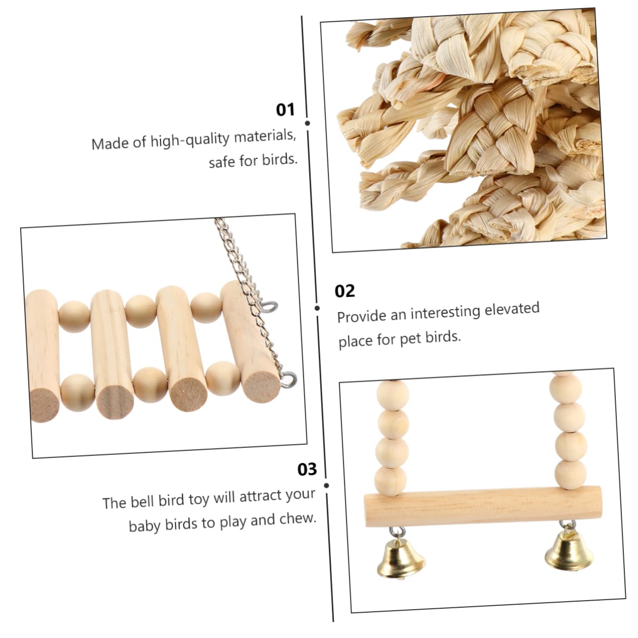 VICASKY 8 Giocattoli da Appendere per Pappagalli Giochi Masticabili con Campanella per Uccelli per Parrocchetti e Calopiti Stimola Attività Naturale e