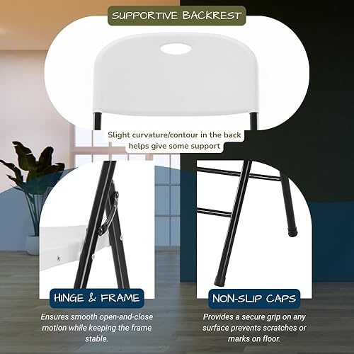 Miniatura 6 de EZONE (2 sillas plegables de plástico resistente para adultos, asientos portátiles al aire libre para bodas, eventos, fiestas, patio trasero, patio