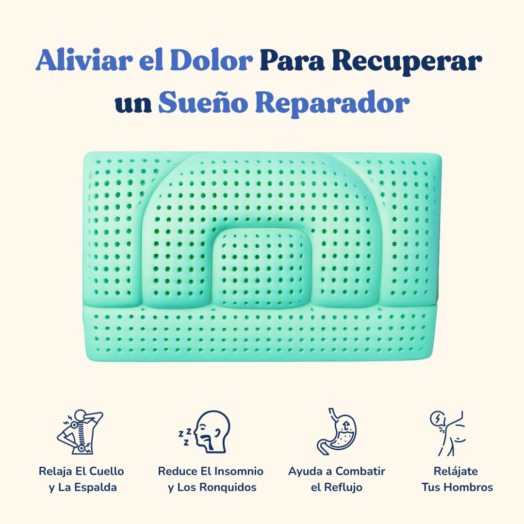 Almohada cervical ortopédica ajustable de aloe vera (4 alturas 7/9/14/16 cm) – Alivia los dolores, transpirable, antironquidos, hipoalergénico, funda lavable y refrescante