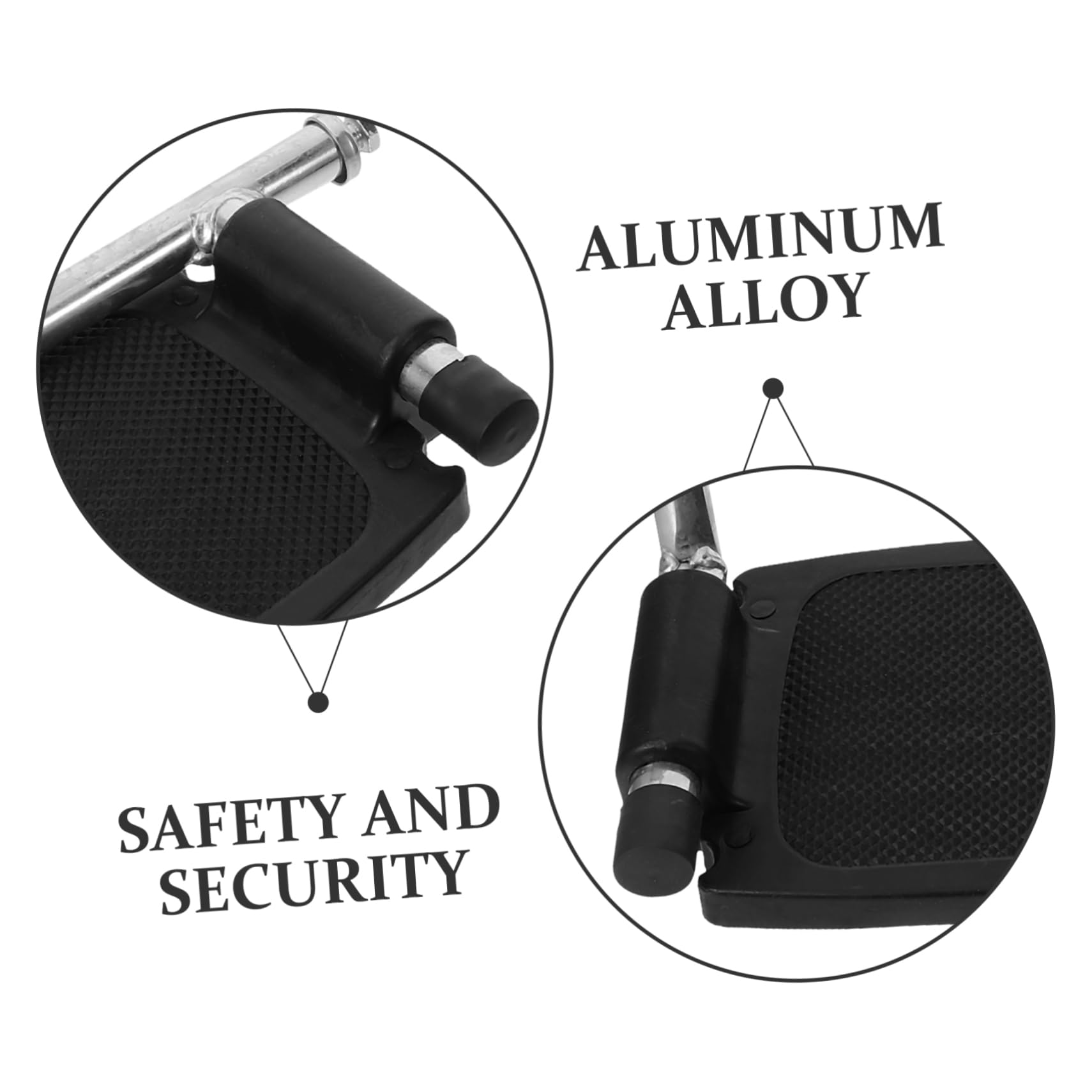 Pedal de Silla de Ruedas Negro de Aleación de Aluminio, Par | Barra de Soporte, Diseño Antideslizante, Adaptación, Accesorio para Reposapiés
