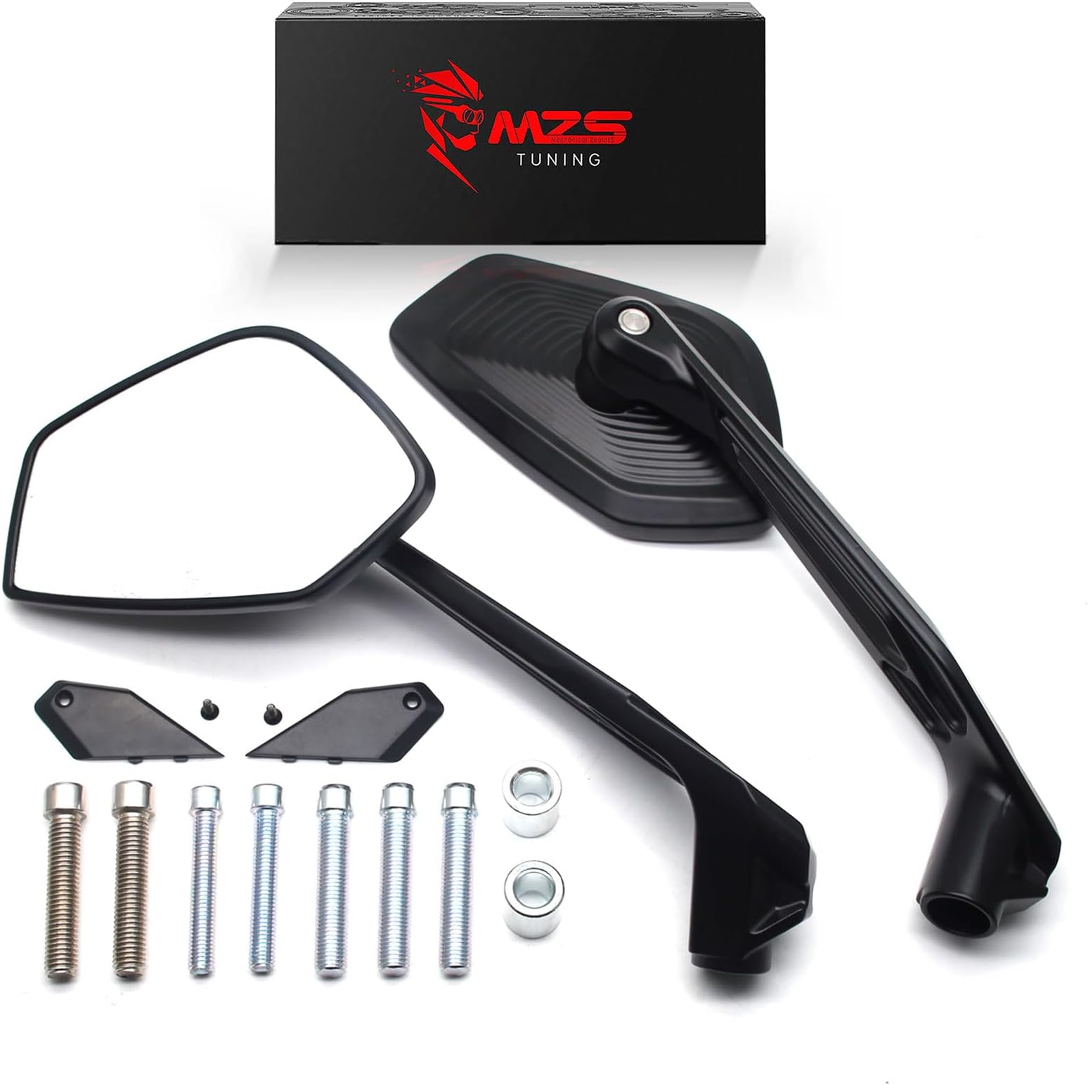 MZS Motorcycle Bar End Mirrors Rear View Side Mirror Black