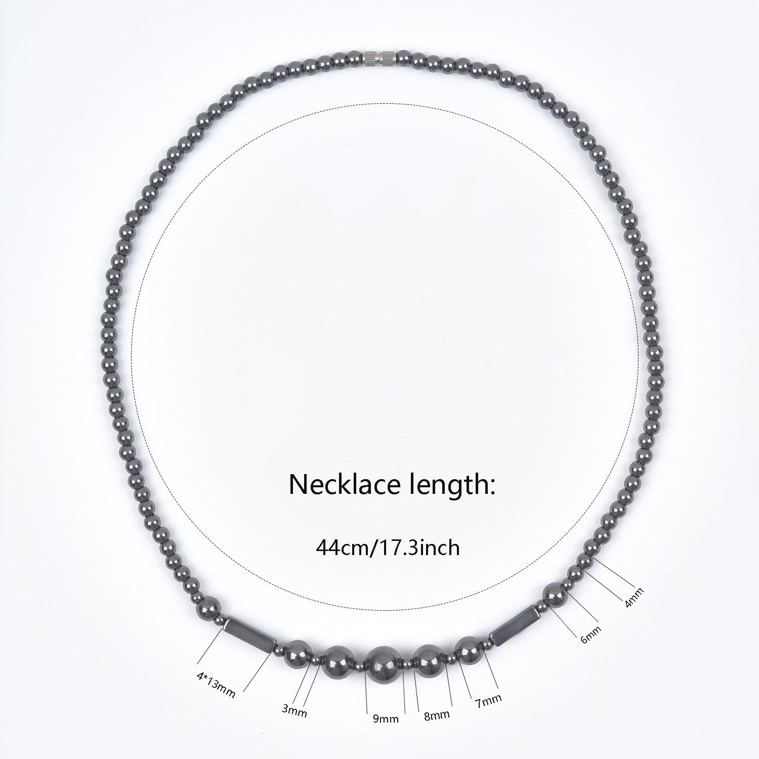 HAAMIIQII Healing Crystal Black Hematite Beaded Necklace Natural Stone Beads Necklace with Clasp Handmade Gemstone Necklace Triple Protection Jewelry Gifts for Women Stress Relief, Balance - Image 2