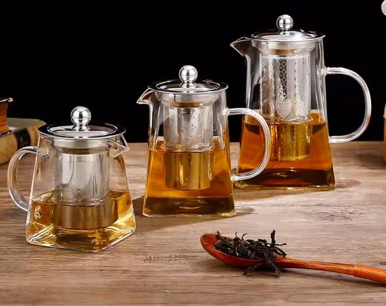 Dzbanek do Herbaty z Sitem - Szklany Dzbanek Borokrzemianowy z Filtrem 350 ml do Herbaty i Naparów, Odporny na Wysoką Temperaturę i Odpowiedni do Mikrofalówki (350 Ml)