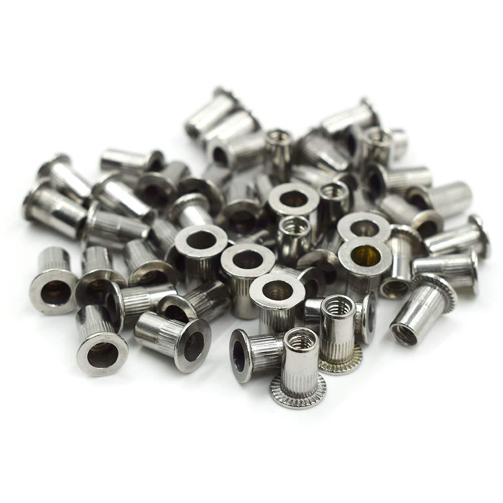 TOUHIA M4 304 Stainless Steel Metric Rivet Nut Flat Head Threaded Insert Nutsert Kit(50Pcs)-image-35