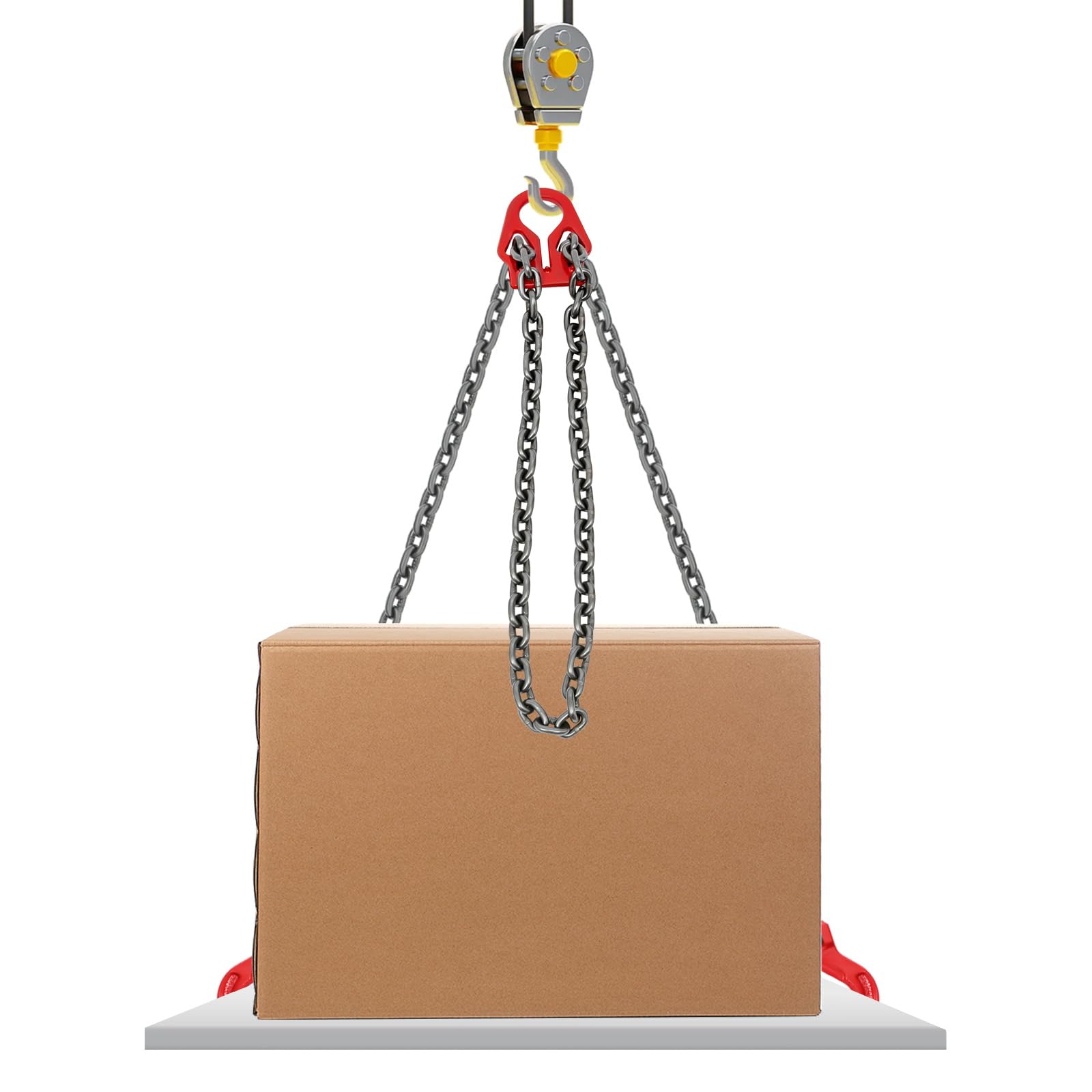 OUKANING 8MM G80 Kettengehänge 3m 5T, Vierstrang-Kettenschlinge mit 2 Sicherheitshaken, Hebekette aus Manganstahl, Rundschlinge für Kran, Transport, Ladungssicherung Baustelle/Lager