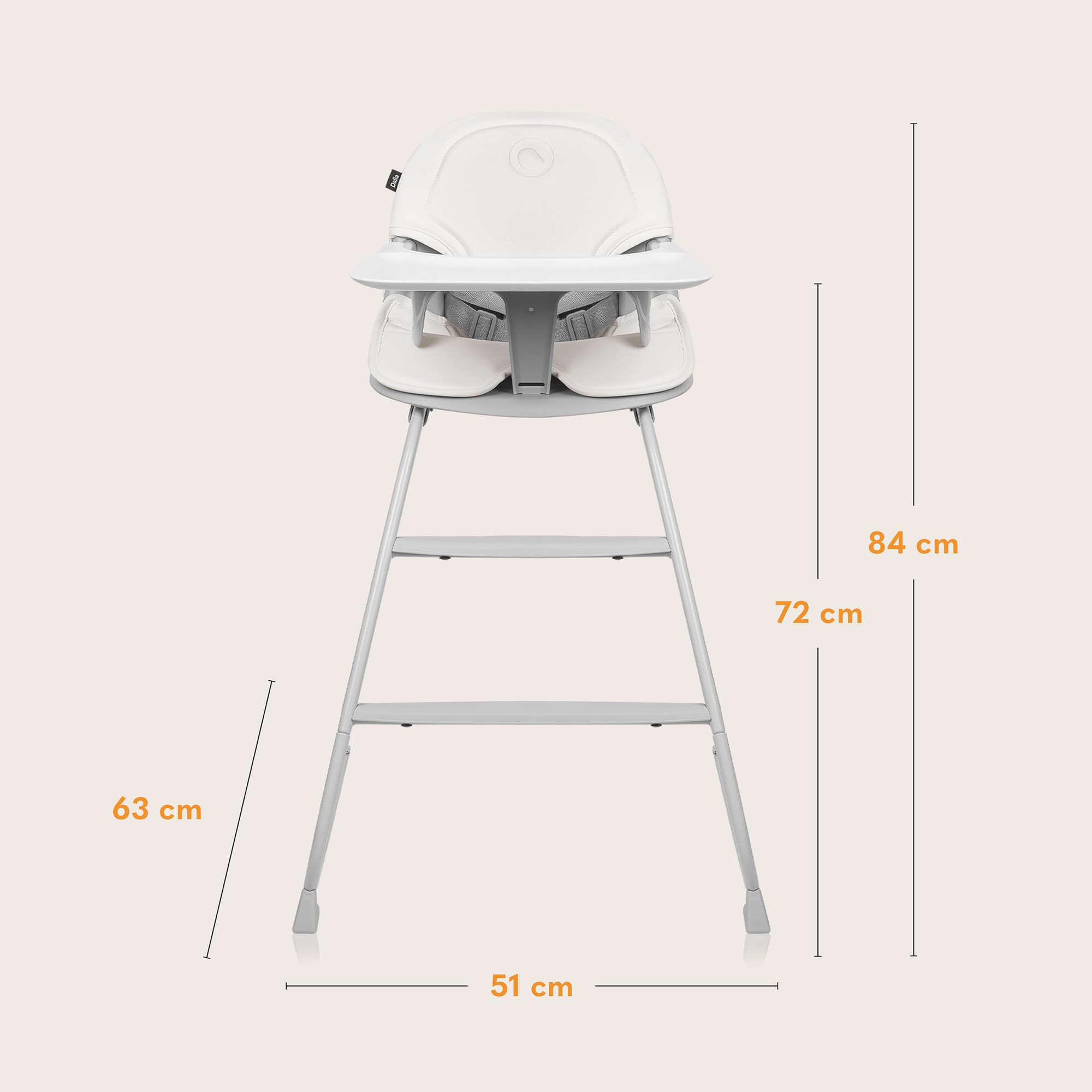 LIONELO DALIA 2 w 1 Krzesełko Dziecięce do Karmienia 6-36 miesięcy 15 kg, Krzesełko dla Starszych Dzieci do 60 kg, 5-Punktowe Pasy, 2 Podnóżki, Taca, Rośnie wraz Dzieckiem (Jansy szary)