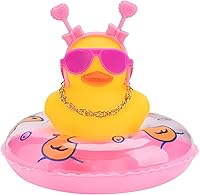 Vista 31 de wonuu Adornos de pato de goma para automóvil, decoración de tablero de instrumentos de automóvil con mini corona y collar, corona C-macho