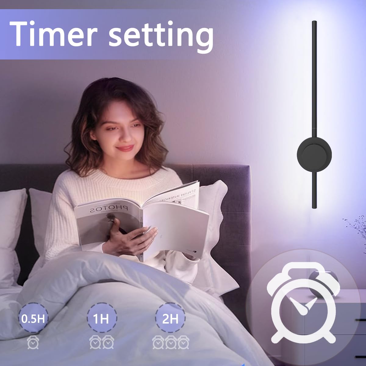 2 Stück Akku Wandleuchte 16 Farben RGB Dimmbar Wandlampe USB-C Wiederaufladbar 5000mAh Abnehmbare Batterie 70CM Nachttischlampe mit Fernbedienung Touch Control Wandlicht für Schlafzimmer Wohnzimmer