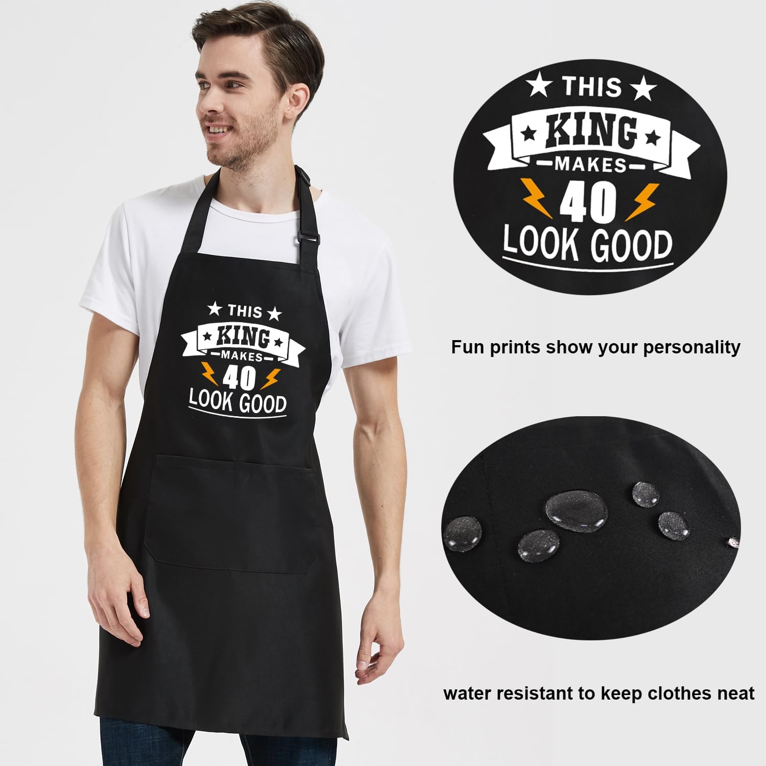 40th 45th 50th 55th 60th 65th 70th Birthday Gifts for Men, Funny Aprons for Cooking, Gifts for Dad Grandpa Husband - Image 3