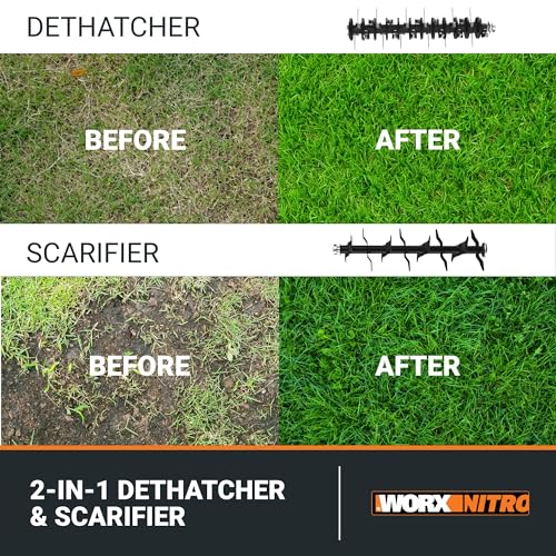 Worx 40V Dethatcher in use
