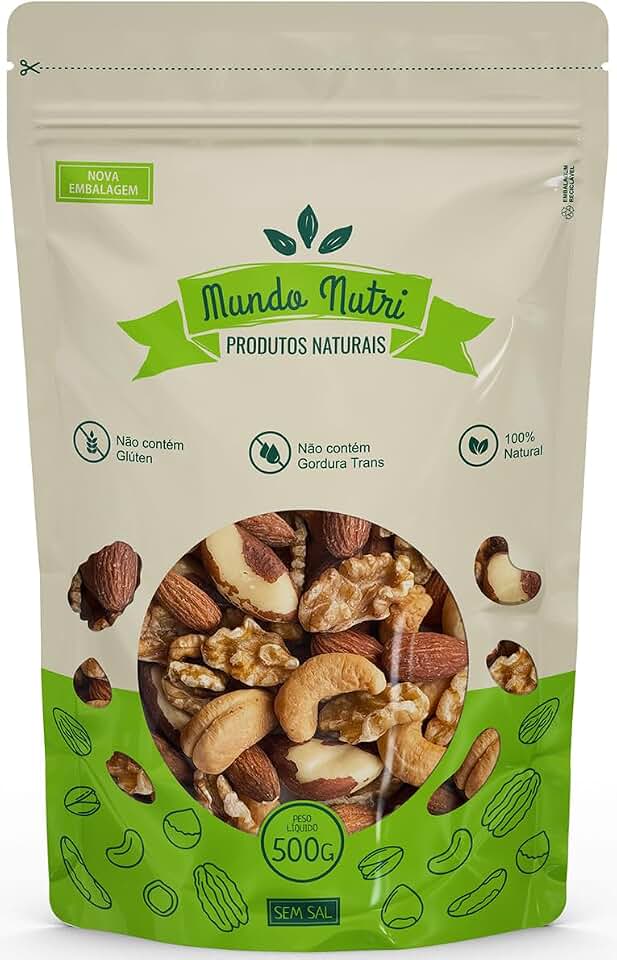 500g Mix Castanhas Selecionadas - Castanha de Caju, Pará, Nozes e Amêndoas (500g, Sem Sal)