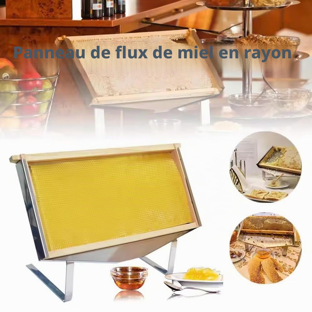 Support en Nid D'abeille,Support D'écran à Cadre en Nid D'abeillePrésentoir en Nid d'abeille,avec Coupe-Rayons et 10 Boîtes–Hauteur Réglable,45×26cm–Pour Apiculture, Restaurants, Boulangeries et Cafés