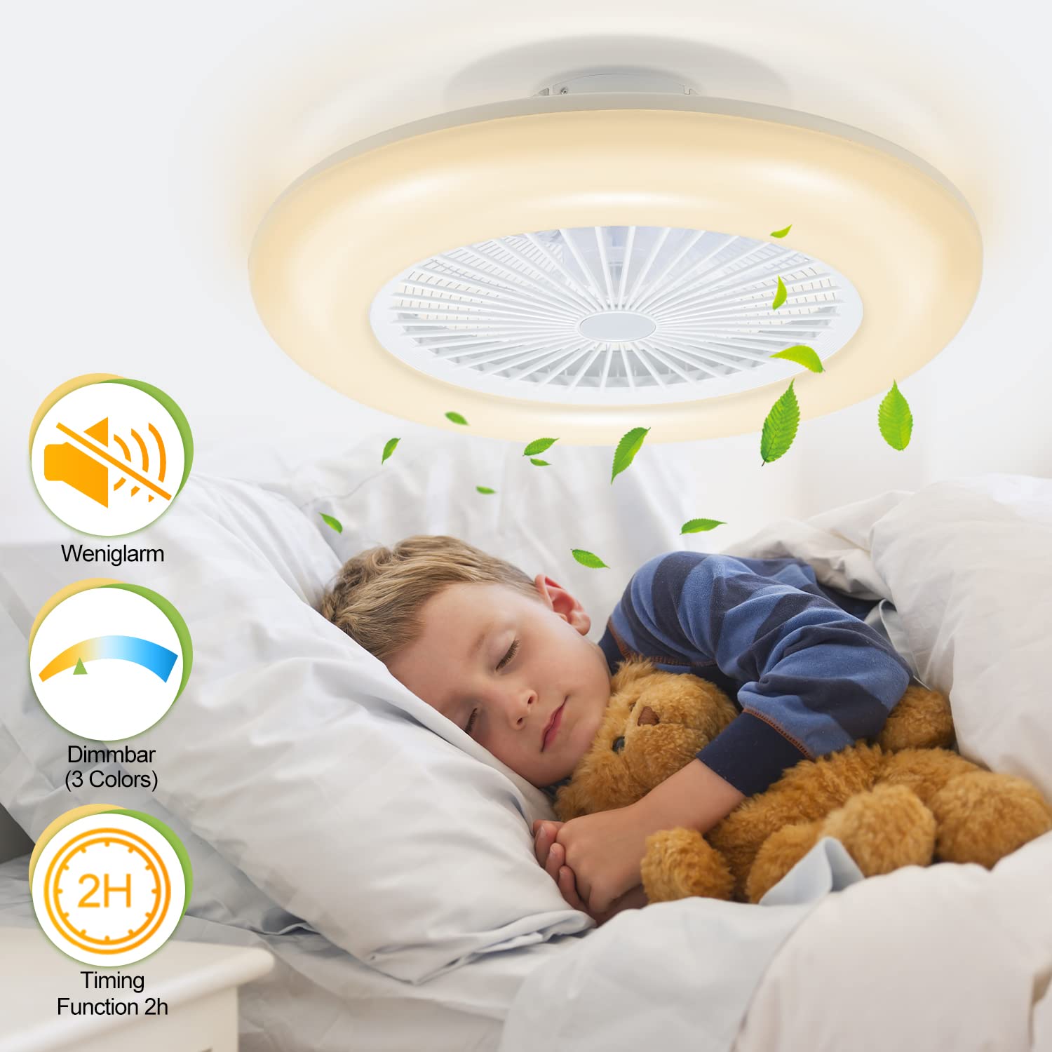 Gimisgu 2er 80W Deckenventilator mit Beleuchtung, LED Dimmbar Deckenleuchte mit Ventilator Fernbedienung und Smarter APP Sommer- & Wintermodus 6 Geschwindigkeiten, φ55CM