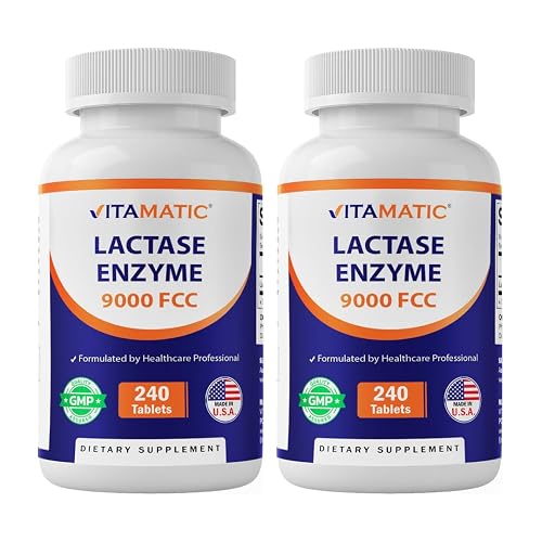 Vitamatic Lactase Enzyme 9000 FCC 240 Tablets - Lactose Intolerance