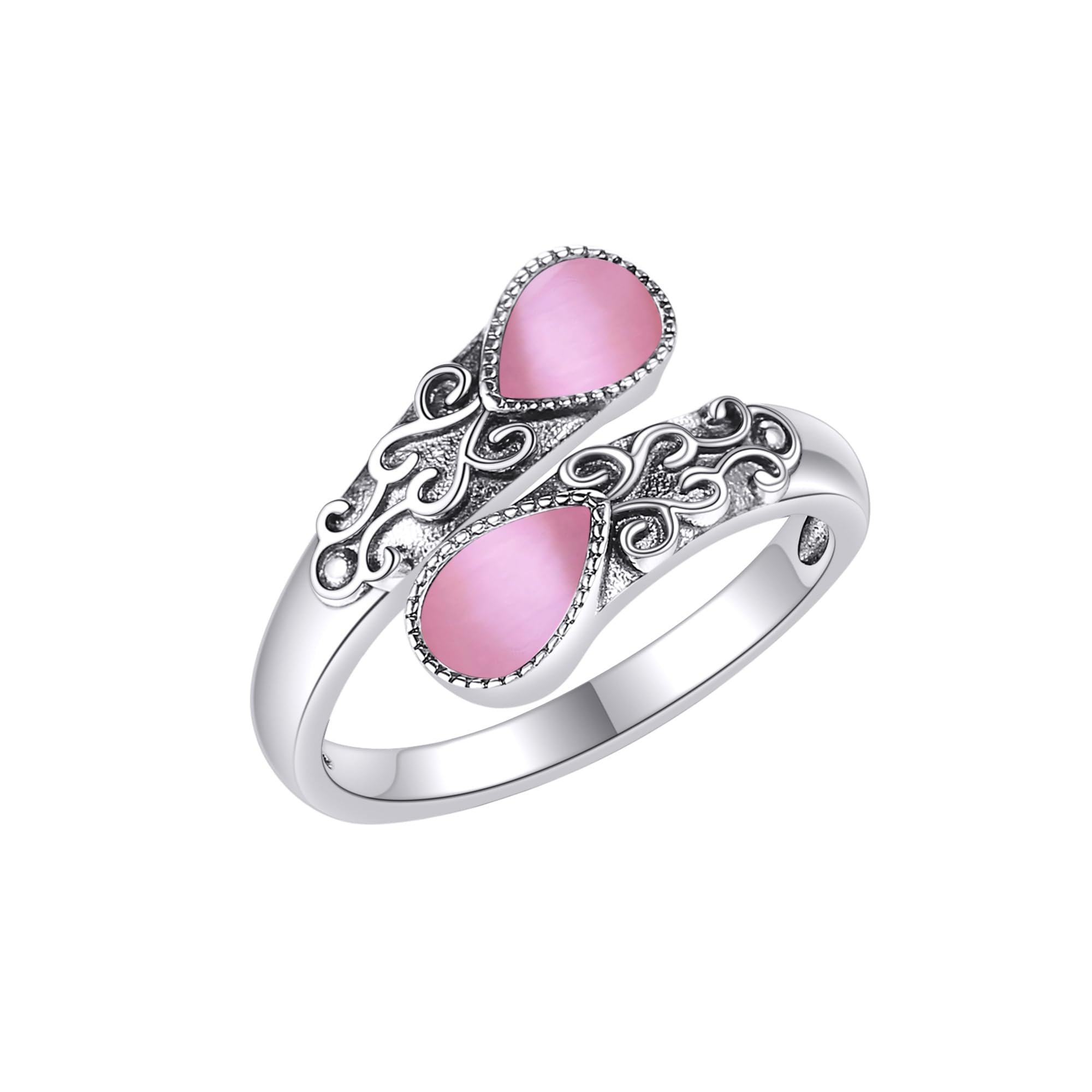 Bague en pierre de lune pour femme - En argent sterling - Arc-en-ciel - Réglable - Cadeau pour fille